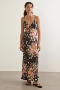 Sale 151: Kalinda Black Floral Strappy Low Back Maxi Dress