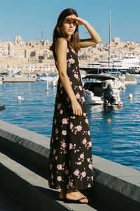 River Black Floral Sleeveless Maxi Dress
