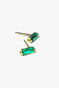 Supporting Local: Emerald Baguette Gold EOL Stud Earrings