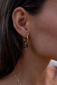 Aura 18k Gold Plate EOL with Herkimer Quartz Hoop Earring