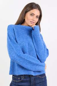 Cocoon Azure Relaxed Knit Mock Neck Jumper
