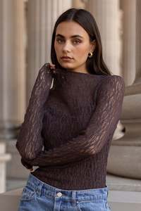 Among The Brave: Giving Chocolate Lace Long Sleeve Top