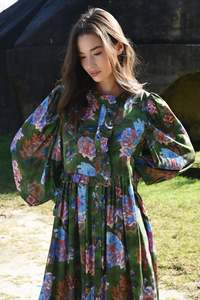 Sale 151: Floral Flair Green Floral LS Maxi Dress