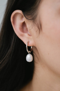 Supporting Local: Pearl Silver EOL Hoop Huggies
