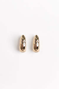 Chunky Hammered Oval Gold Earrings