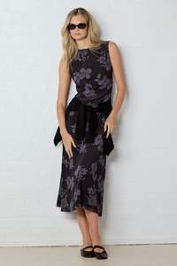 Back In Stock: Frame Midnight Floral Mesh Sleeveless Maxi Dress