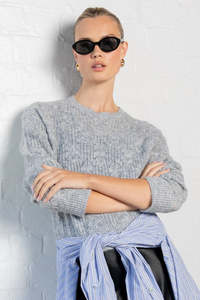 Back In Stock: Adulation Grey Marle Pointelle Fluffy Jumper