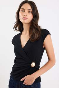 Magnetic Black Crossover Front Sleeveless Top