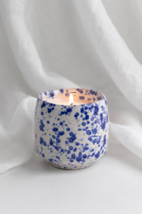 All Home Beauty: Blue Splash Glazed Ceramic Soy Wax Candle