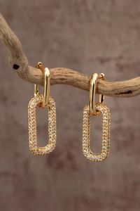 Gifts Under 75: The Madison Gold Sparkle Rectangle Double Hoop Earring