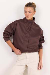 Landscape Chocolate Funnel Neck Track Jacket