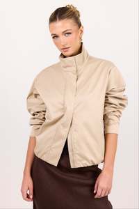 Landscape Taupe Funnel Neck Track Jacket