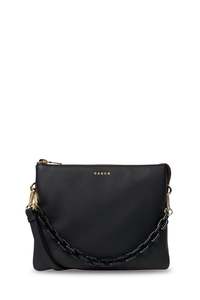 Matilda Black Tonal Chain Medium Crossbody Bag