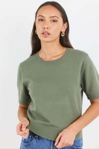 Topic Khaki Cashmere Blend Soft Knit Tee