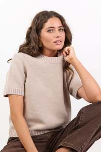 Goddess Oat Wool Cashmere Knit Tee