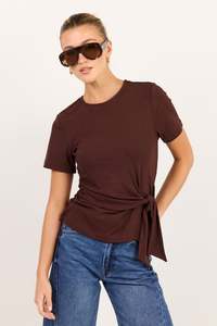 Loop Chocolate Knot Front Short Sleeve Top