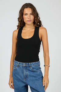Ollie Black Scoop Rib Knit Tank