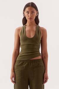 Autumn Tones: Lora Deep Khaki Soft Tank