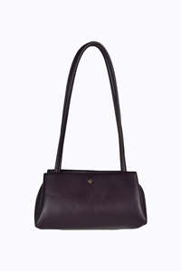 Idris Chocolate Vegan Leather Gold Hardware Shoulder Bag