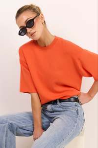 Autumn Tones: Intrepid Blood Orange Relaxed Knit Tee