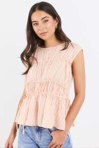 Context Blood Orange Stripe Relaxed Sleeveless Top