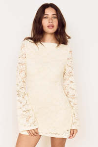 Ophelia Cream Lace LS Mini Dress