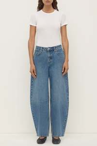 High Rise Classic Blue Barrel Jean