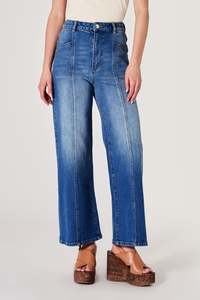 Denim Sale: Sailor Silverlake Blue Deco Wide Long Jean