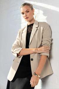 Blazers: Diploma Taupe Two Button Vent Sleeve Blazer