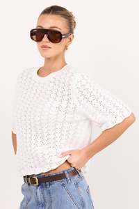 Dainty Ivory Lace Knit Tee