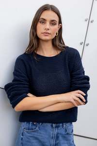 Dawn Ink Crochet Knit Jumper
