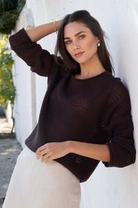 Support Local Clothing: Dawn Chocolate Crochet Knit Jumper