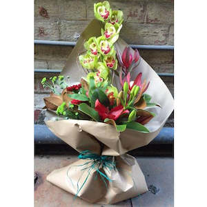 Bouquet And Arrangements: Eco Friendly Reds & Greens Bouquet.