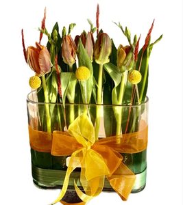 Birthday flowers: Oval vase arrangement