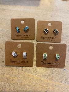 Accessories: Ear Mints Half Hoop Crystal Post Earrings 2410