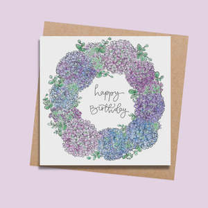 Cards: Rara and Ribbon Happy Birthday Hydrangeas Card RR43
