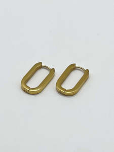 Some Stainless Steel Rectangle Oval Gold Hoop Earrings 447