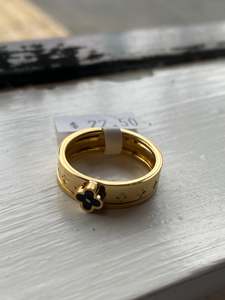 Some Black Lucky 3 Band Gold Coloured Ring 487