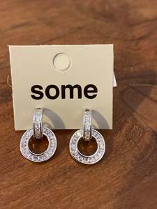 Some Silver Double Decco Earrings with Diamante 341
