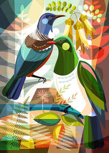 Cards: Image Vault Tui and Kereru Mini Notecard mc204 Ellen Giggenbach