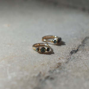 Jewellery: Little Taonga Paua Shell Huggie Earrings Gold Plated SG3