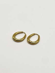 Some Gold Coloured Oval Hoop Earrings 444