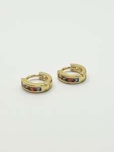 Jewellery: Some Multi Crystal Gold Coloured Huggie Earrings 1008