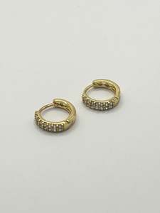 Jewellery: Some White Crystal Gold Coloured Huggie Earrings 1009