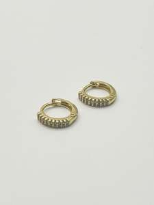 Jewellery: Some Crystal Diamante Gold Huggie Earrings 1012