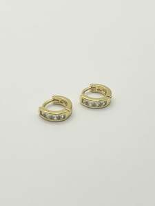 Some White Crystal Gold Coloured Huggie Earrings 1010