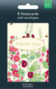 Cards: Museums & Galleries - Hollyhocks 8 Pkt - Thank You Notecards 202