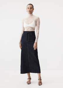 Eloise Midi Skirt in Indigo Denim