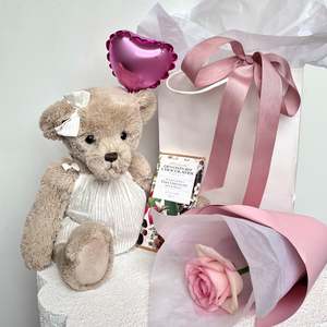 Bouquets: Single Rose & Teddy Gift Set