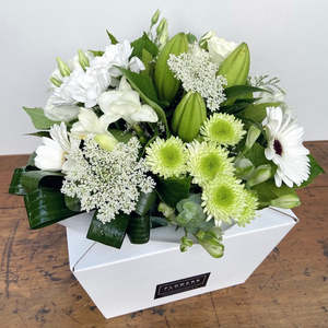 Sympathy Flowers: White Posy In A Water Box